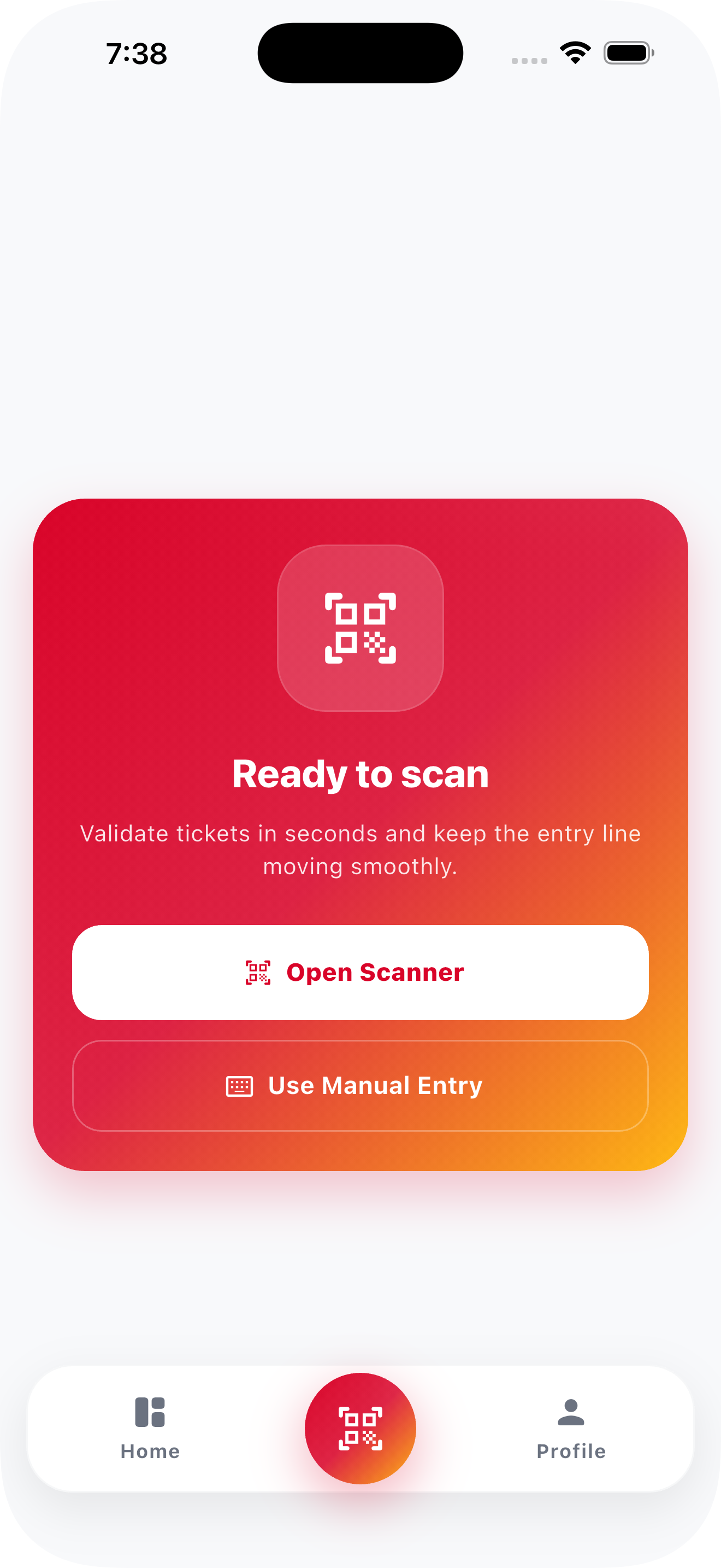 LafiaTix scanner screen